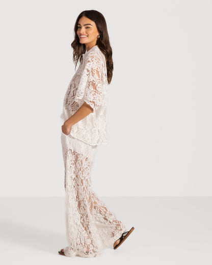 Roxie Lace Shirt | White