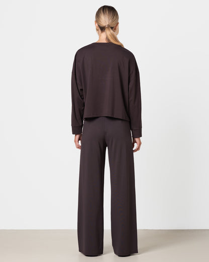 Yumi Elastic Waist Pants | Chocolate Brown