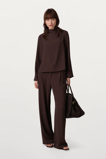 Lana High Neck Top | Espresso Brown