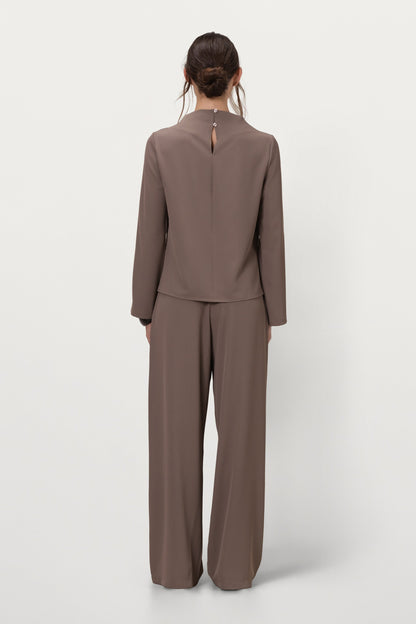 Lana High Neck Top | Taupe