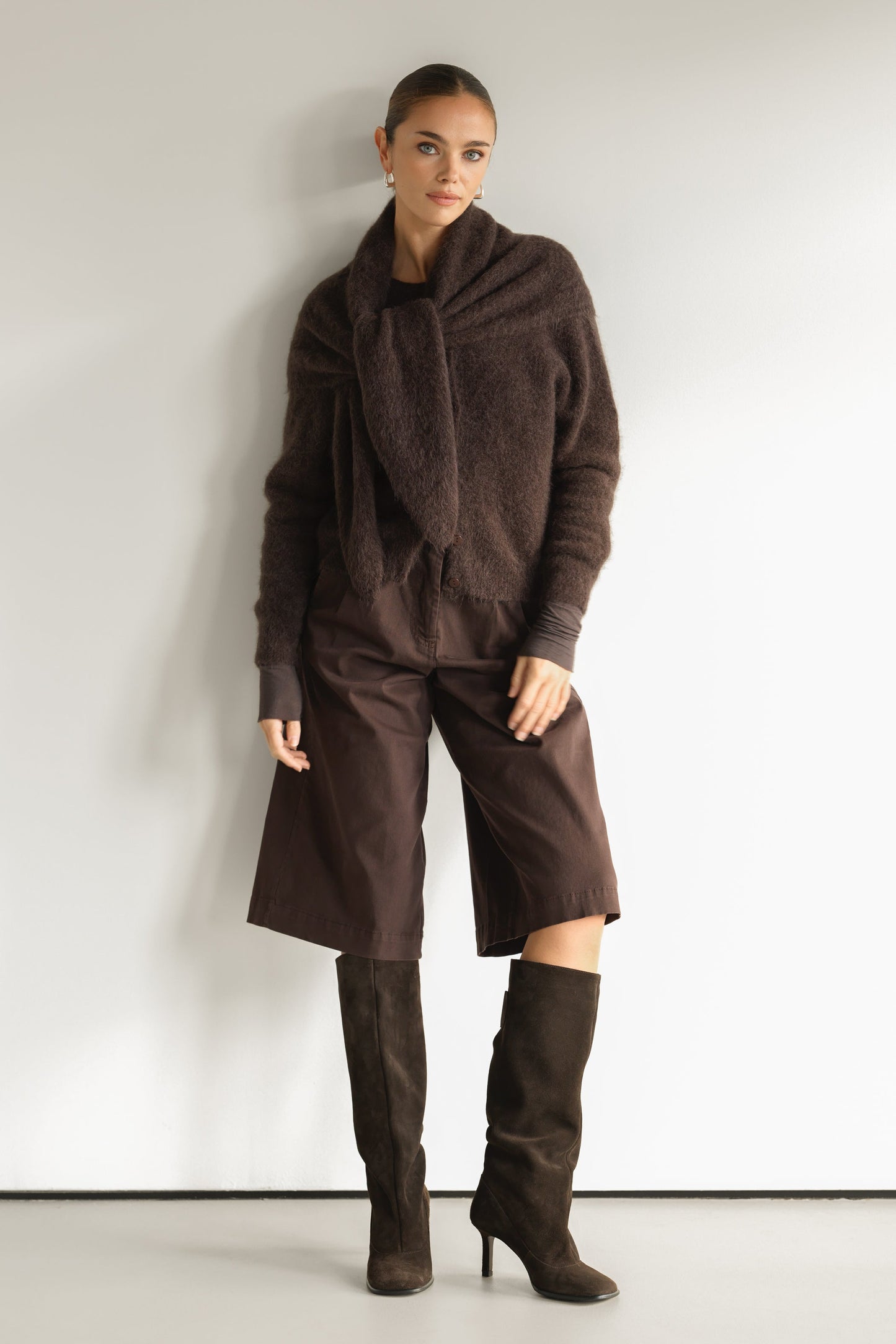 Evie Triangle Maxi Scarf | Espresso Brown | Alpaca-Wool Blend