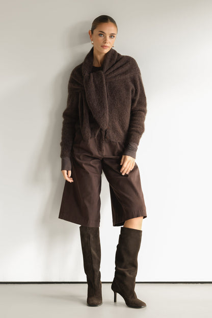 Evie Triangle Maxi Scarf | Espresso Brown | Alpaca-Wool Blend