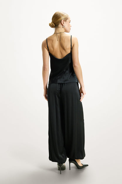 Belle Balloon Satin Trousers | Black