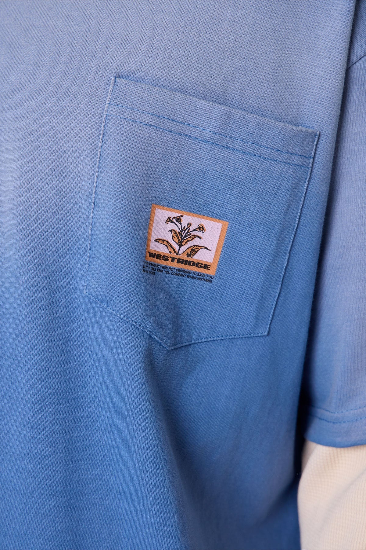 Layered Flame Pocket L/S Tee - Washed Blue