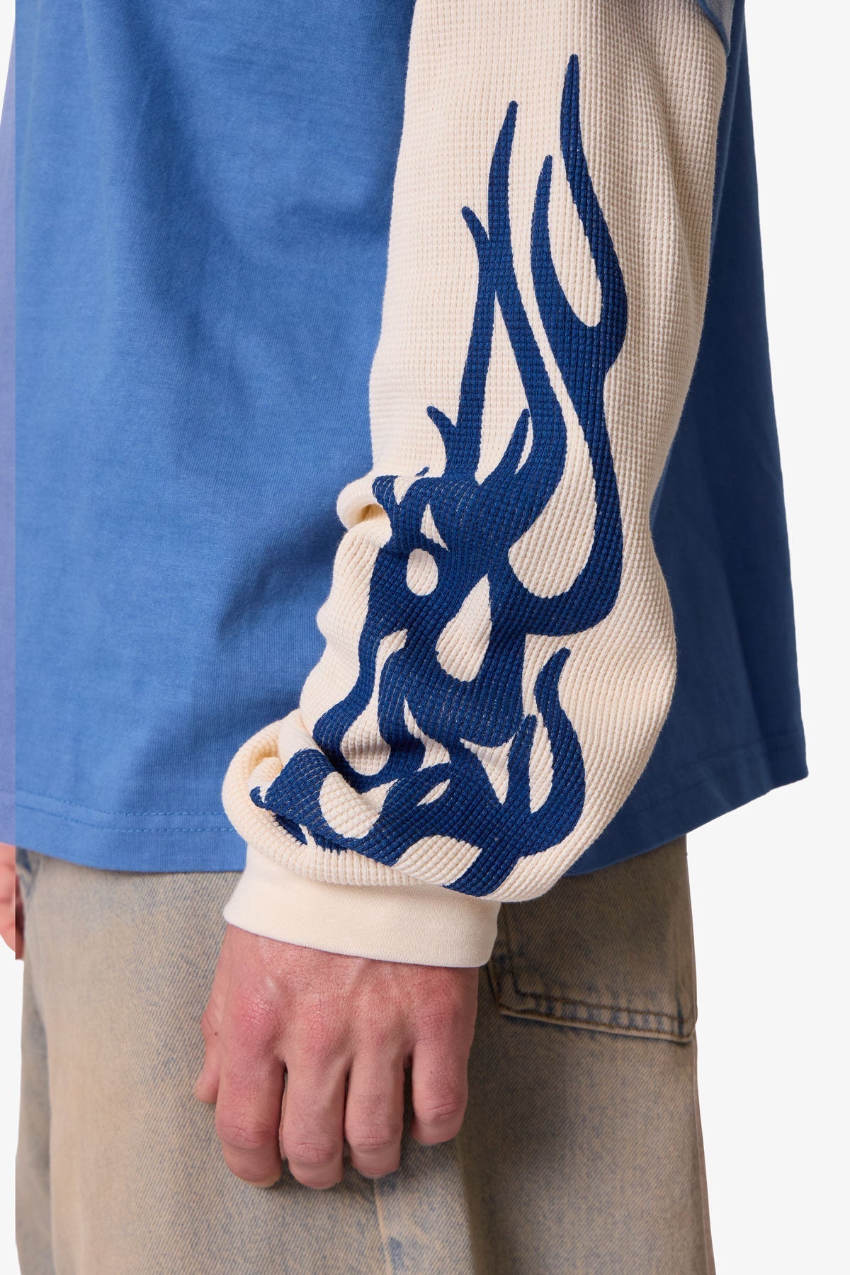 Layered Flame Pocket L/S Tee - Washed Blue