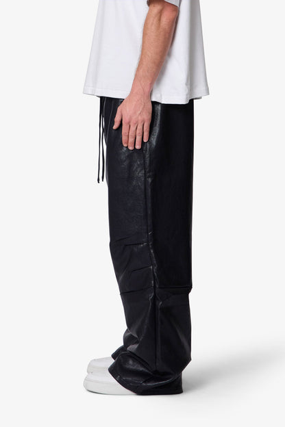 Leather Ultra Baggy Sweatpants - Black