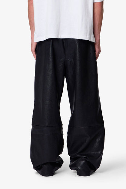 Leather Ultra Baggy Sweatpants - Black