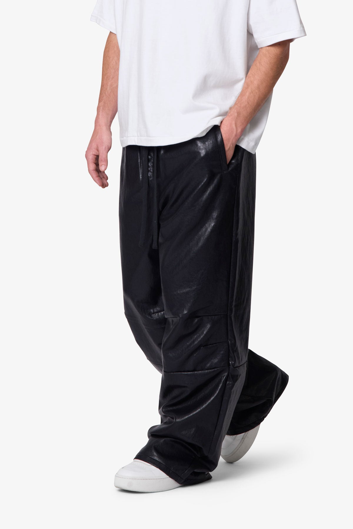 Leather Ultra Baggy Sweatpants - Black