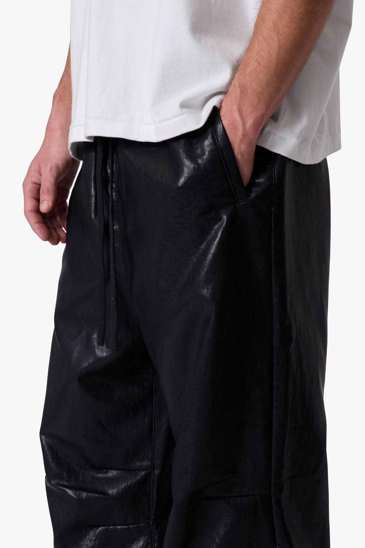 Leather Ultra Baggy Sweatpants - Black