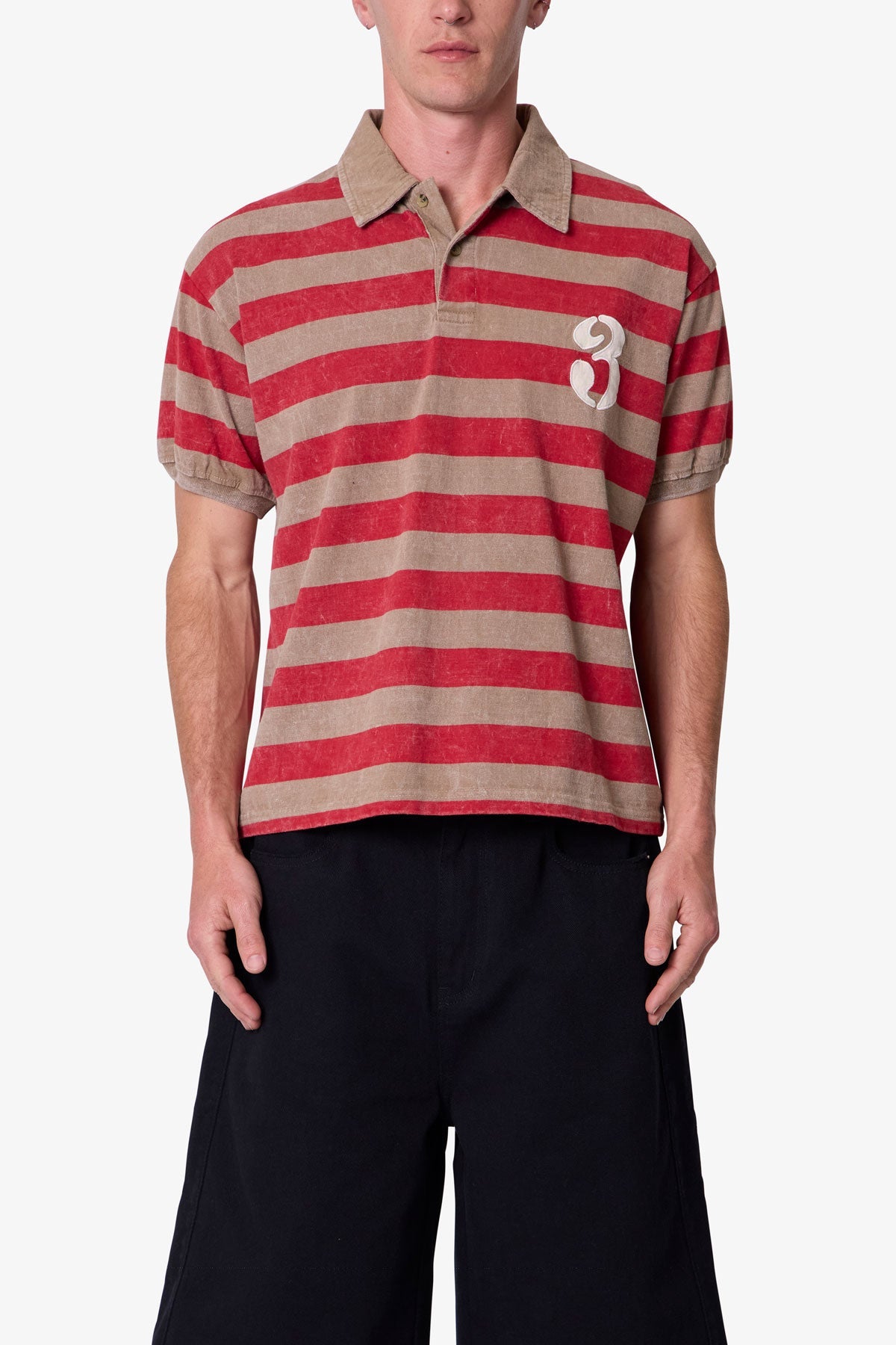 Mini Stripe S/S Rugby Shirt - Brown