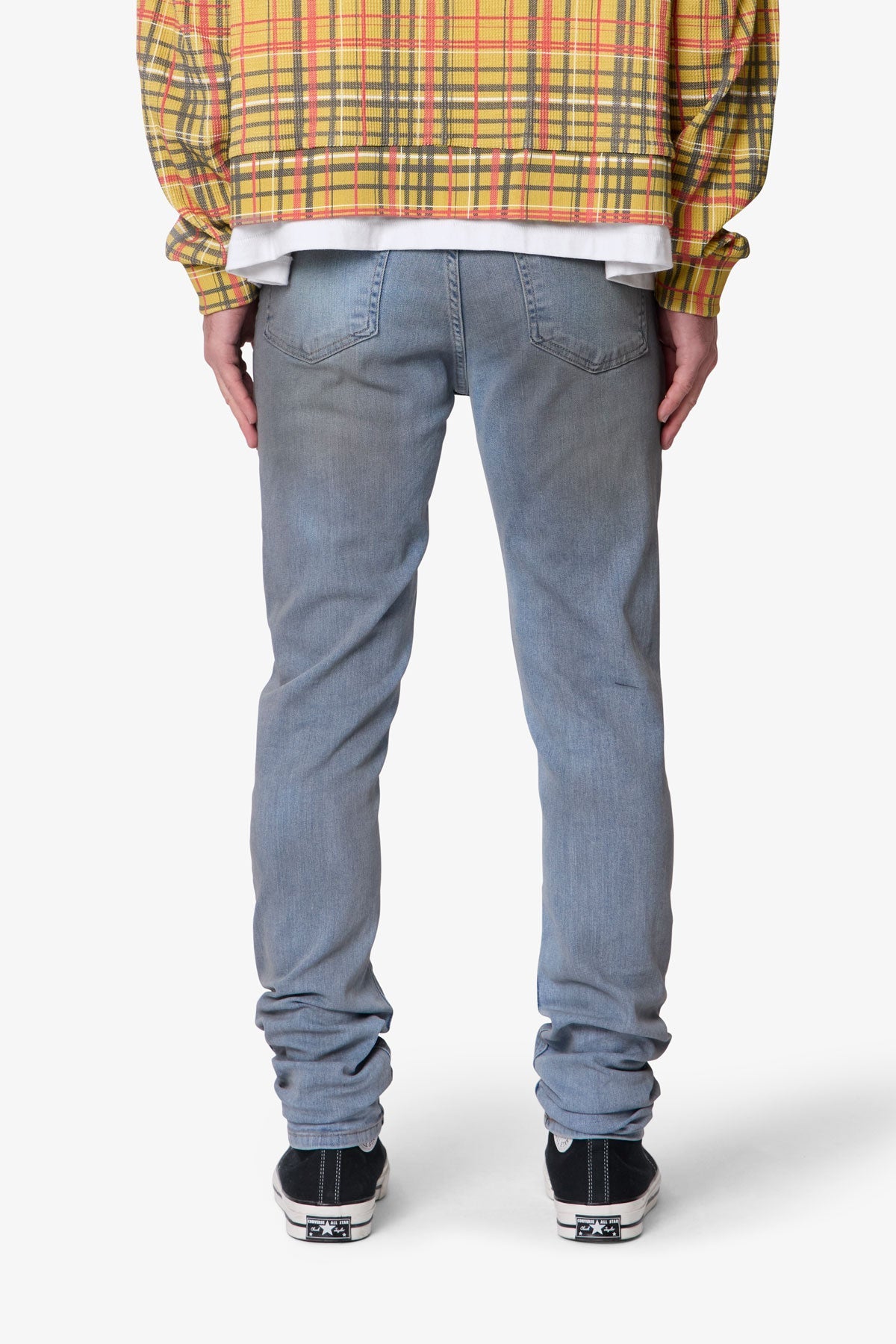 Oil Ruched Skinny Denim - Blue
