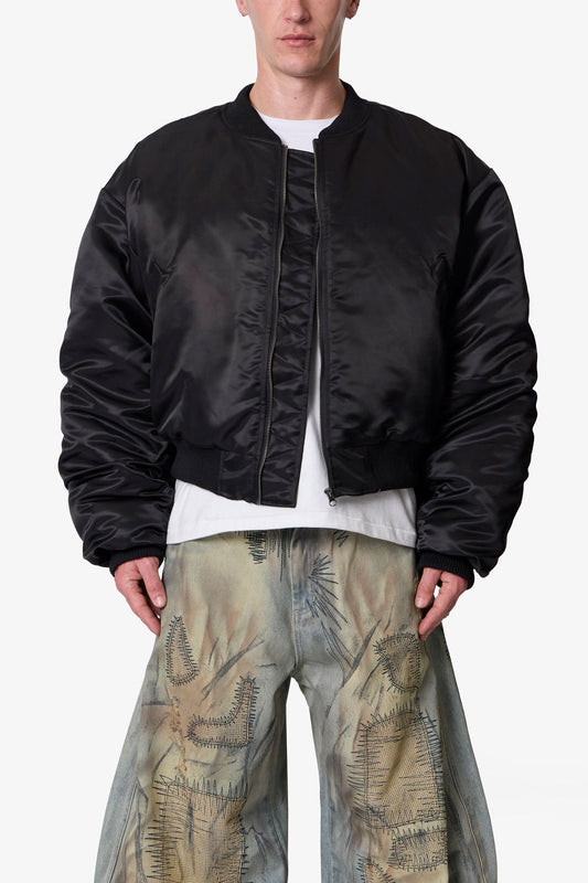 Oversized Bomber Jacket - Black