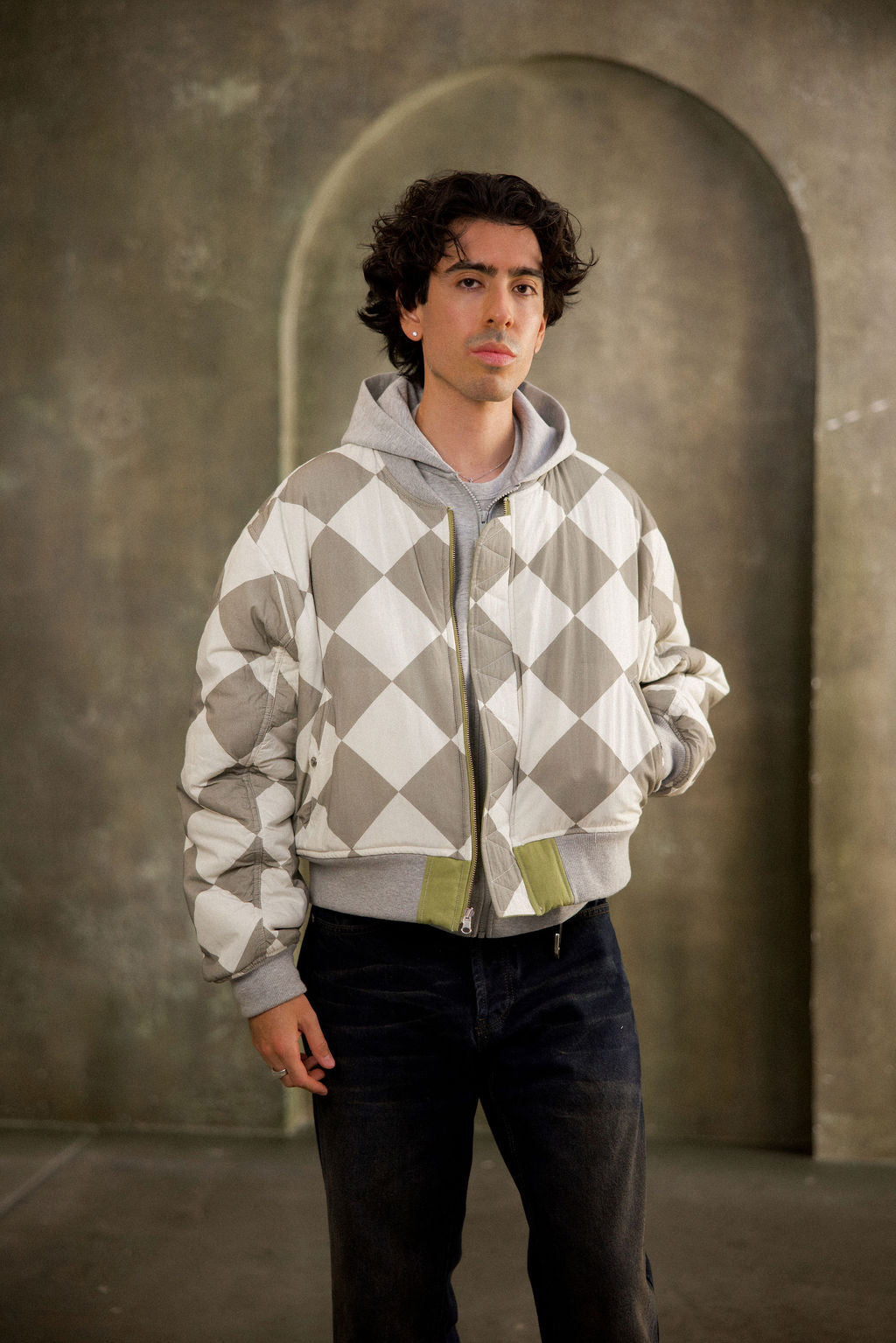 Overwashed Reversible Bomber Jacket - Olive