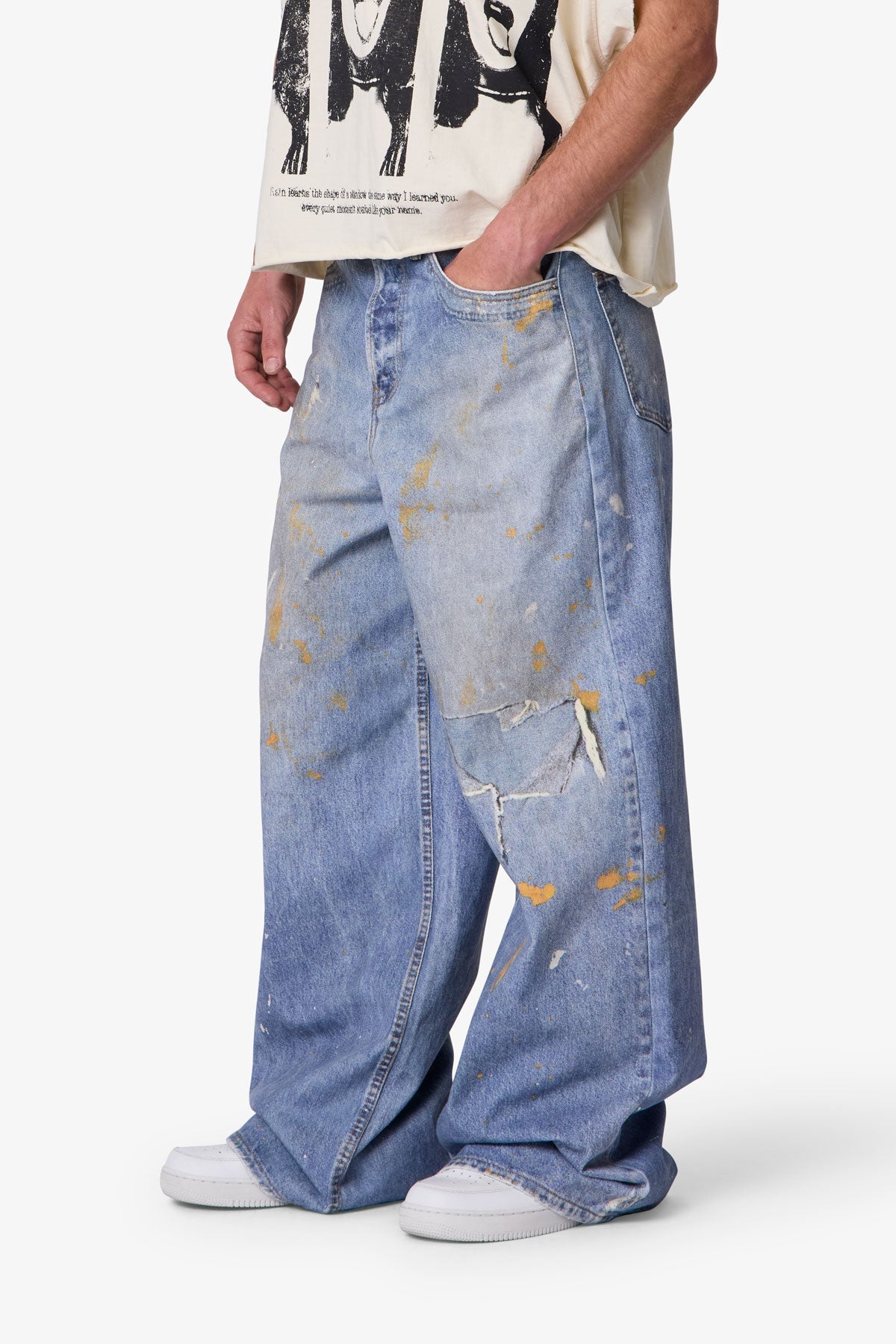 Paint Printed Rave Denim - Blue