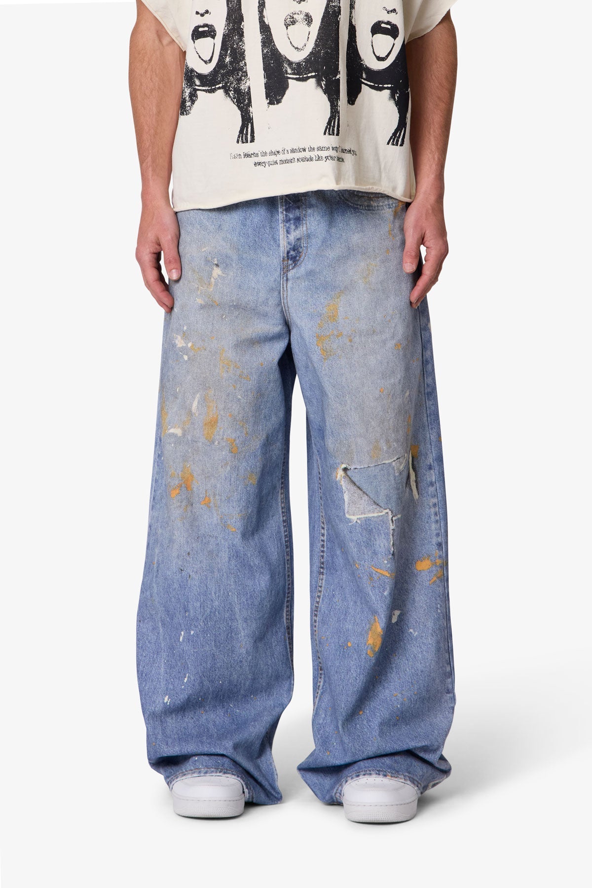 Paint Printed Rave Denim - Blue