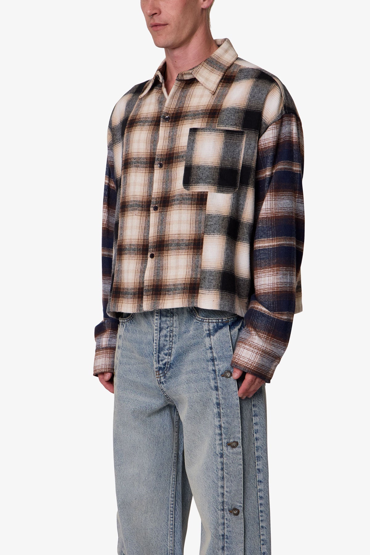 Paneled Flannel Shirt - Multi