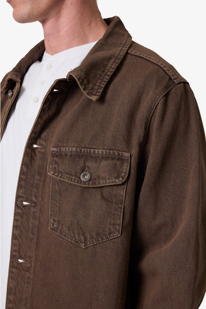 Raw Hem Denim Jacket - Washed Brown