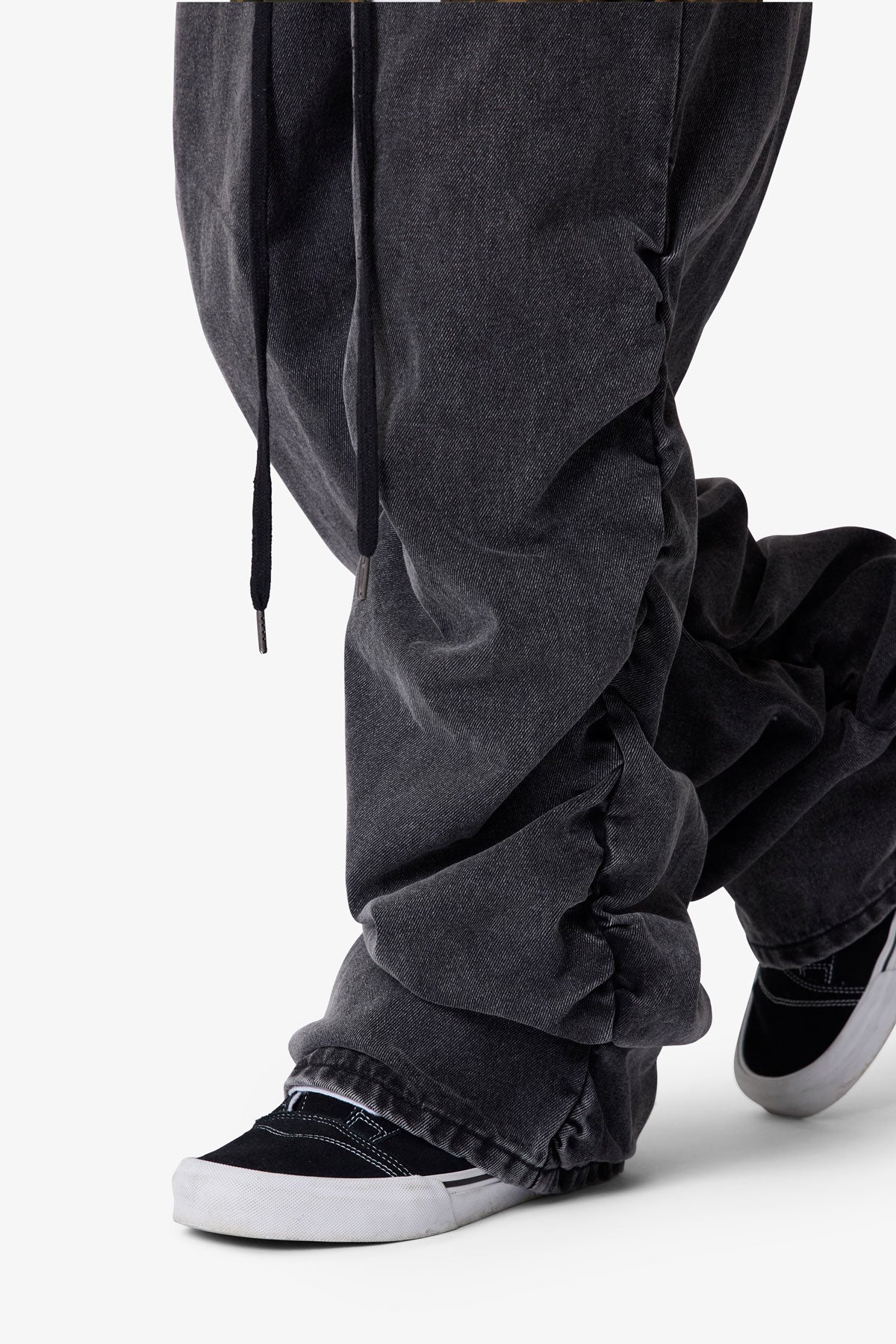 Ruched Denim - Washed Black