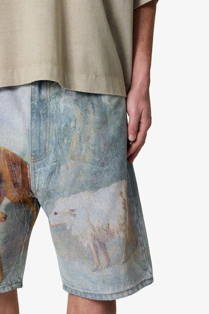 Sheep Hounded Denim Shorts - Multi
