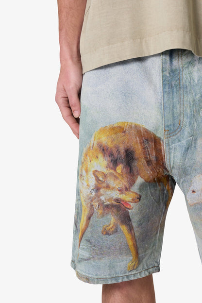 Sheep Hounded Denim Shorts - Multi