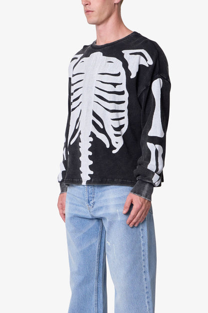 Skeleton Thermal L/S Shirt - Washed Black