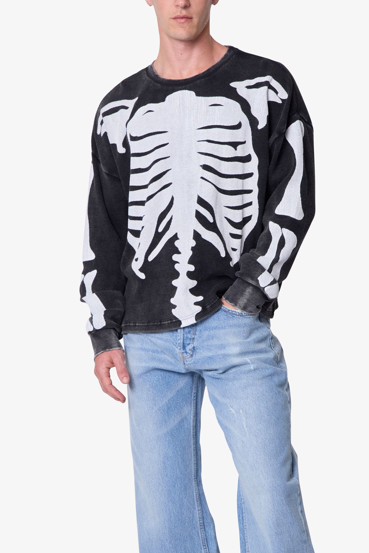 Skeleton Thermal L/S Shirt - Washed Black