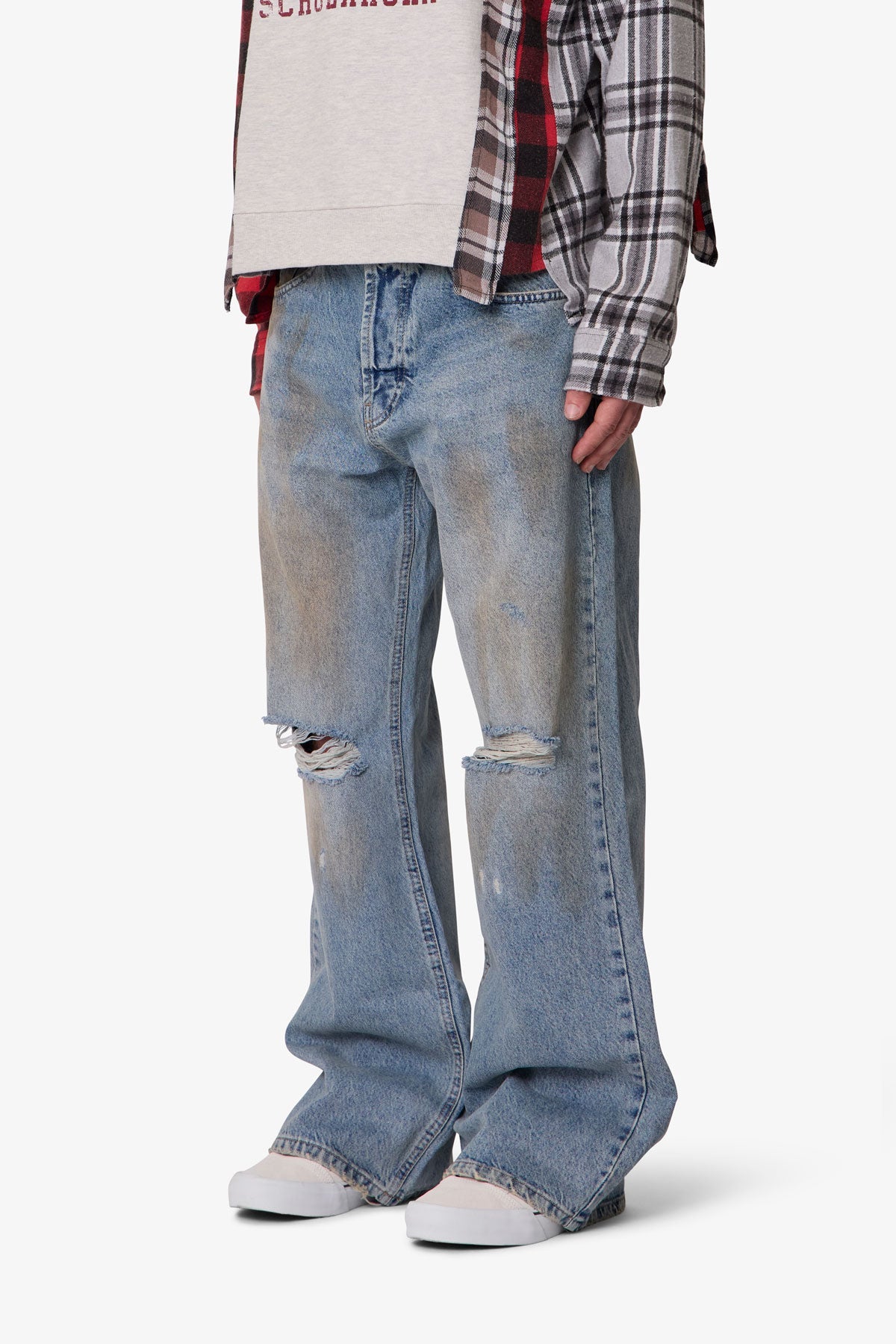 Stained Kick Flare Denim - Western Blue