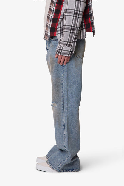 Stained Kick Flare Denim - Western Blue