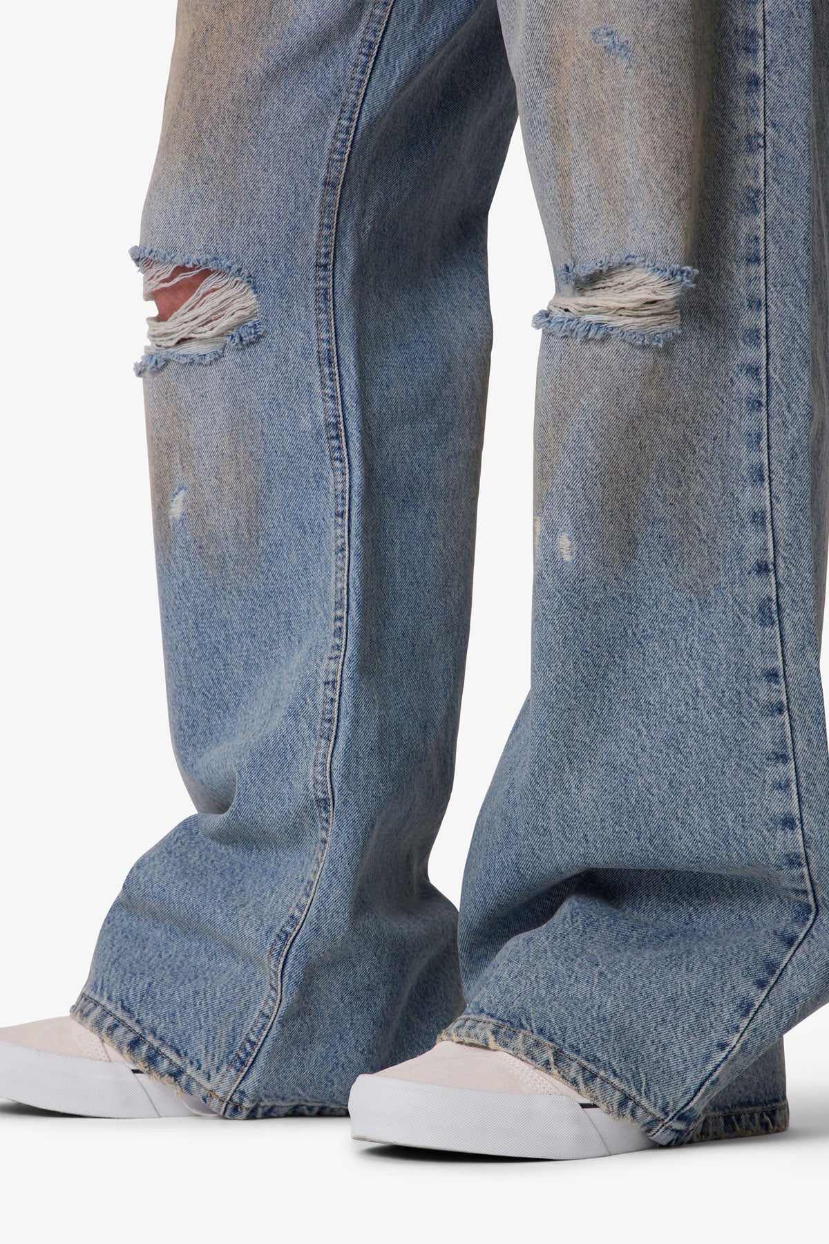 Stained Kick Flare Denim - Western Blue