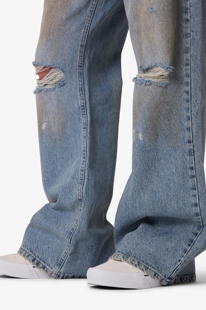 Stained Kick Flare Denim - Western Blue