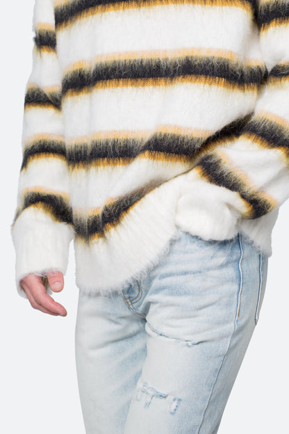 Striped Mohair Sweater - White