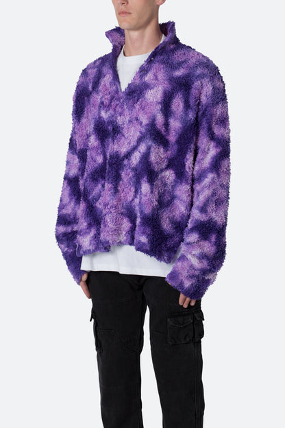 Tie Dye Sherpa Pullover - Purple