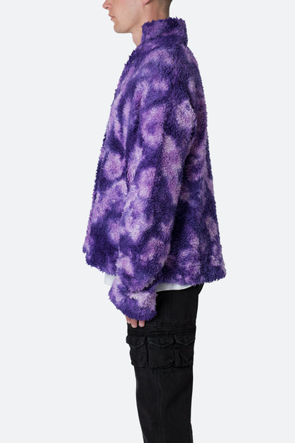 Tie Dye Sherpa Pullover - Purple