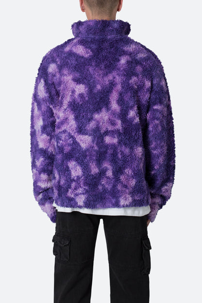 Tie Dye Sherpa Pullover - Purple