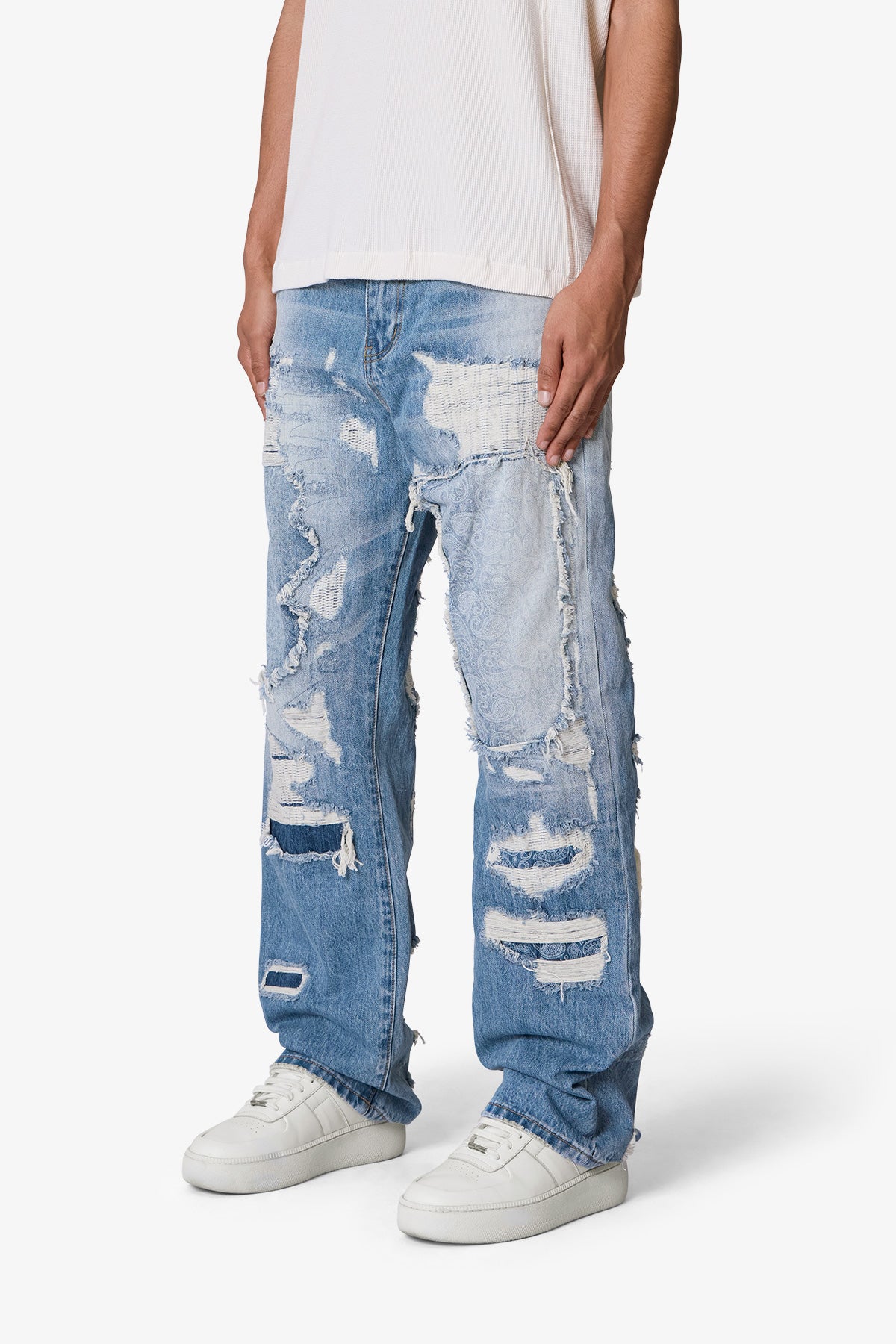 Ultra Baggy Better Repaired Denim - Light Blue