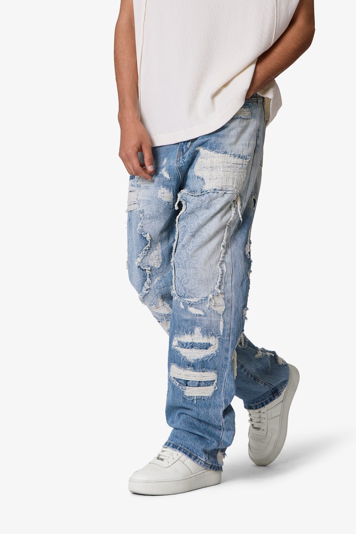 Ultra Baggy Better Repaired Denim - Light Blue