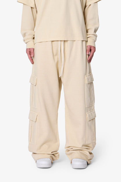 Ultra Baggy Cargo Sweatpants - Off White