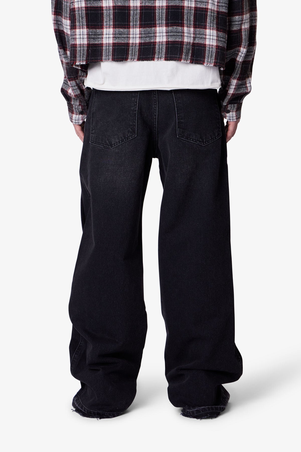 Ultra Baggy Offset Button Denim - Black