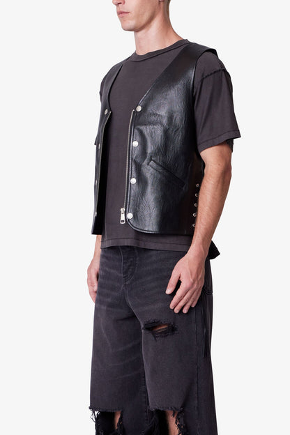 Vintage Biker Vest - Black