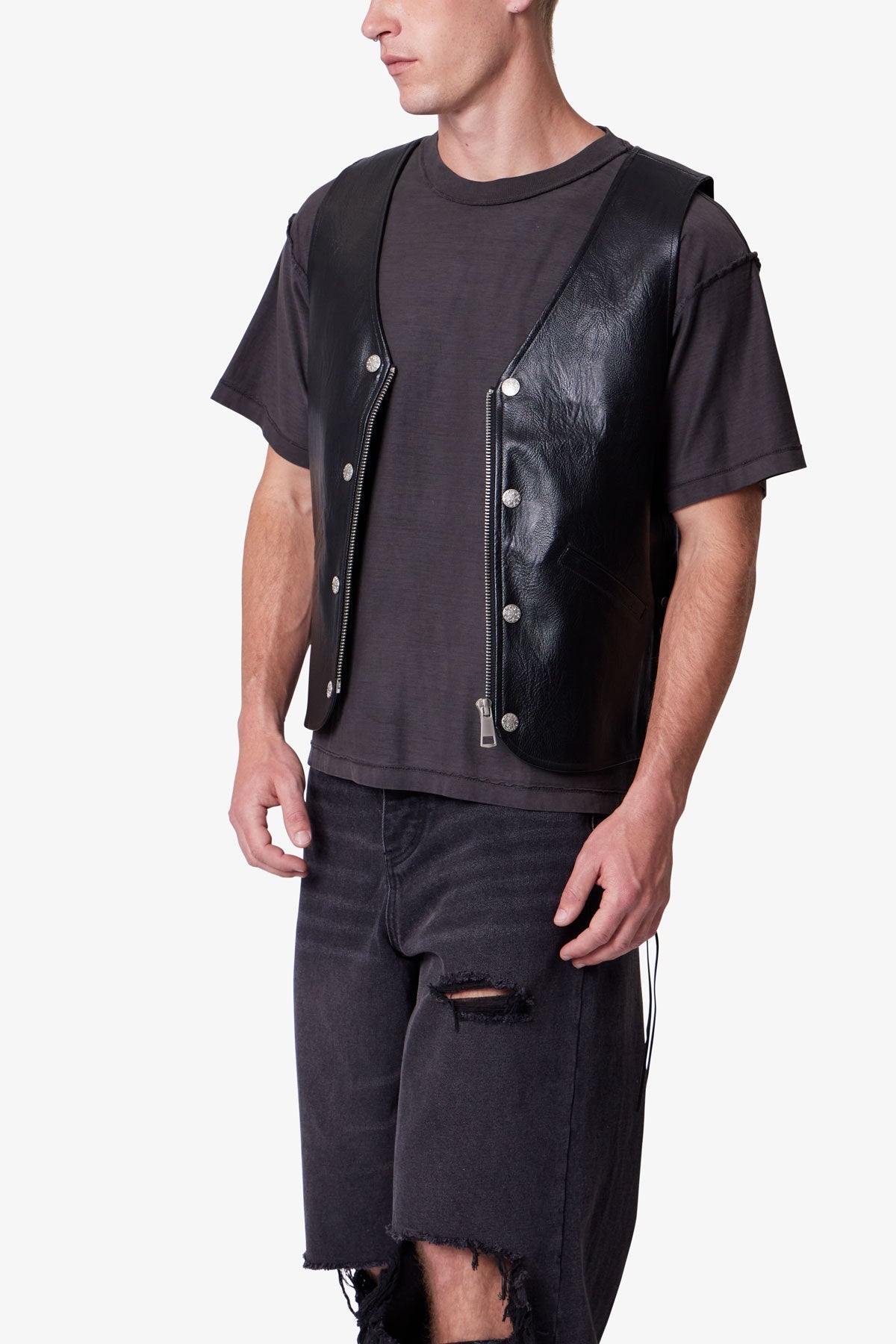 Vintage Biker Vest - Black