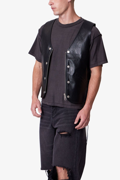 Vintage Biker Vest - Black