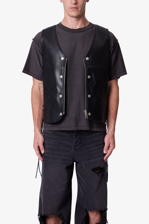 Vintage Biker Vest - Black