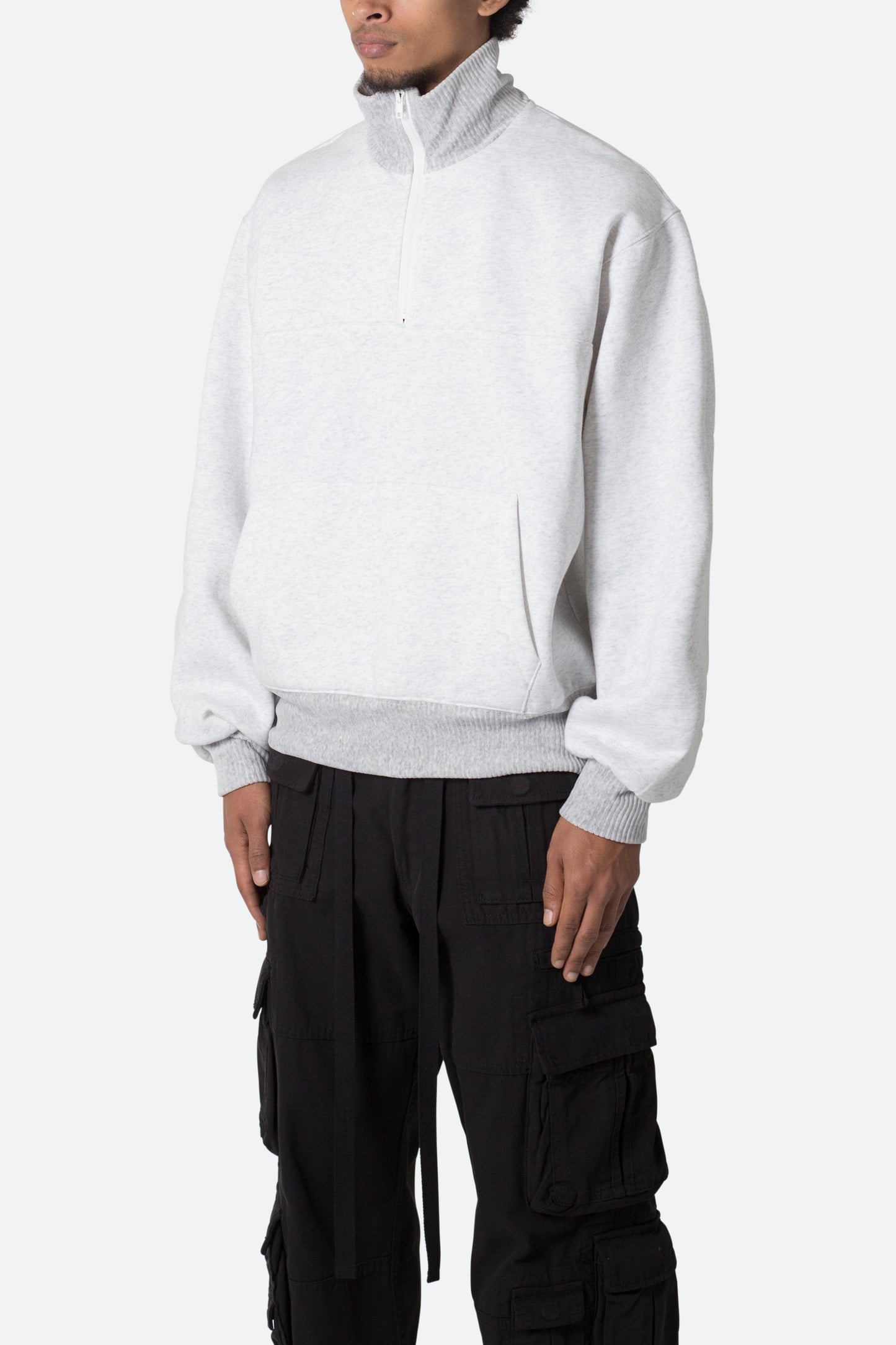 Washed 3/4 Fleece Pullover - Heather Grey
