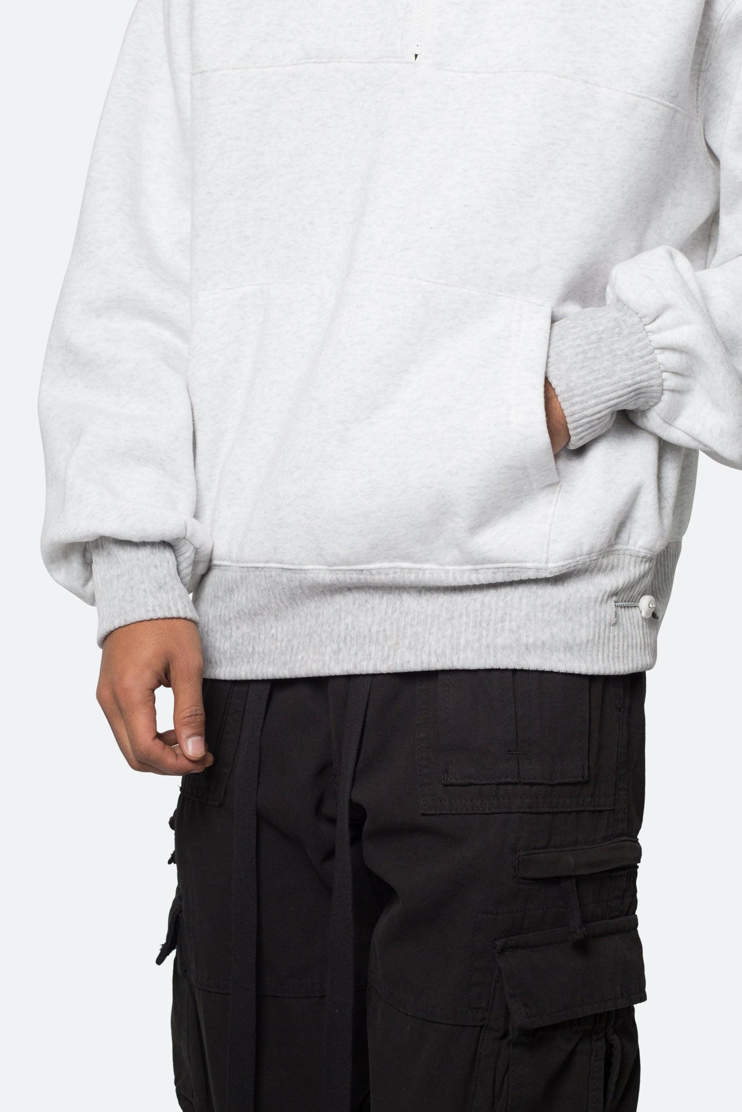 Washed 3/4 Fleece Pullover - Heather Grey