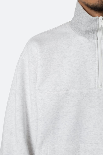 Washed 3/4 Fleece Pullover - Heather Grey