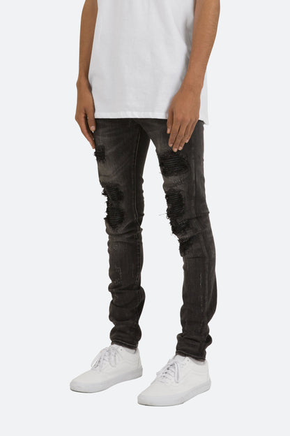 X226 Stretch Moto Denim - Black/Black