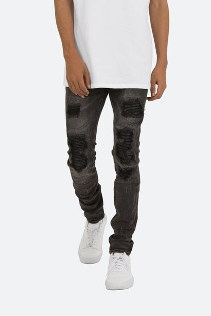 X226 Stretch Moto Denim - Black/Black