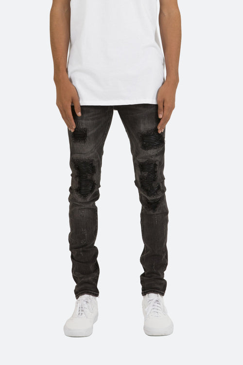 X226 Stretch Moto Denim - Black/Black