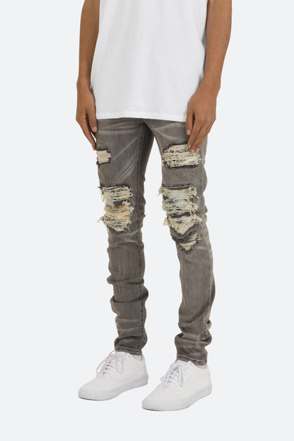 X284 Moto Skinny Denim - Grey/Blue