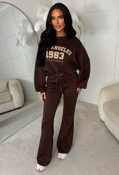 Easy Does It Chocolate Brown Los Angeles Lounge Co-Ord Set
